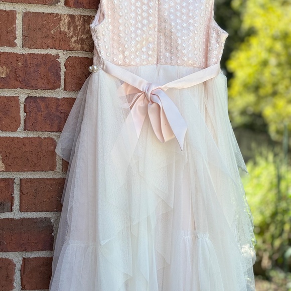 Elegant Blush Pearl & Tulle Party Dress - Picture 5 of 5